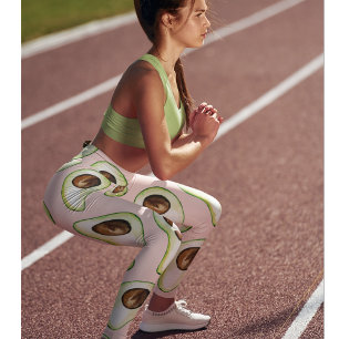 Modernes pastellrosa und grünes Avocado-Muster Leggings