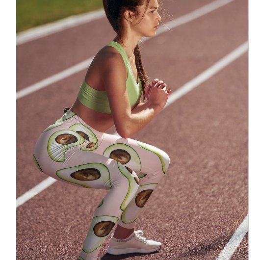 Modernes pastellrosa und grünes Avocado-Muster Leggings