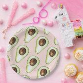 Modernes pastellrosa und grünes Avocado-Muster Pappteller (Party)