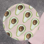 Modernes pastellrosa und grünes Avocado-Muster Pappteller<br><div class="desc">Modernes pastellrosa und grünes Avocado-Muster</div>