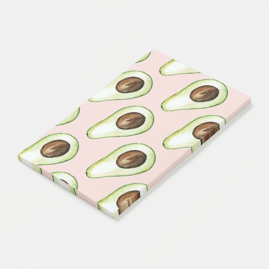 Modernes pastellrosa und grünes Avocado-Muster Post-it Klebezettel (angewinkelt)