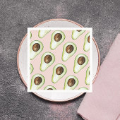 Modernes pastellrosa und grünes Avocado-Muster Serviette