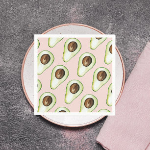 Modernes pastellrosa und grünes Avocado-Muster Serviette