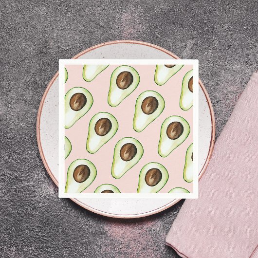Modernes pastellrosa und grünes Avocado-Muster Serviette