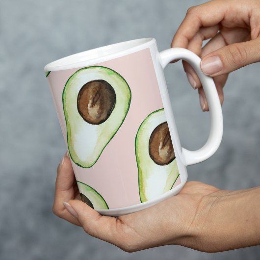 Modernes pastellrosa und grünes Avocado-Muster Zweifarbige Tasse