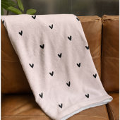 Modernes, pastellrosa und schwarzes Herzmuster Fleecedecke