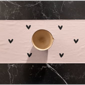 Modernes, pastellrosa und schwarzes Herzmuster Kurzer Tischläufer