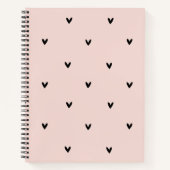 Modernes, pastellrosa und schwarzes Herzmuster Notizblock (Vorderseite)