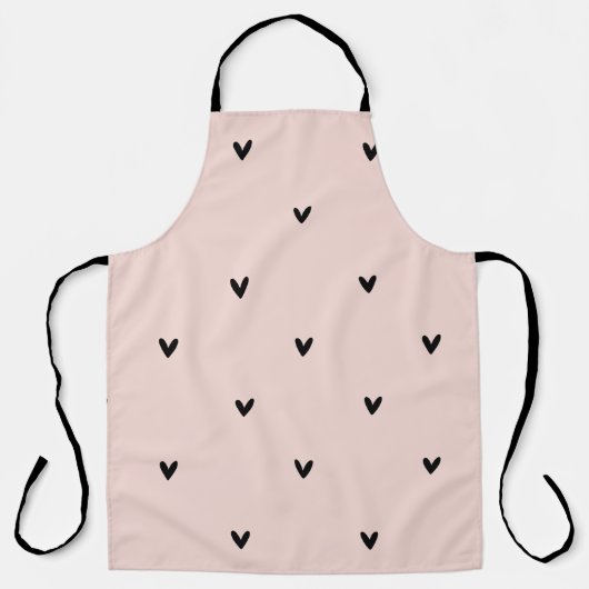 Modernes, pastellrosa und schwarzes Herzmuster Schürze (Vorderseite)