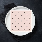 Modernes, pastellrosa und schwarzes Herzmuster Serviette