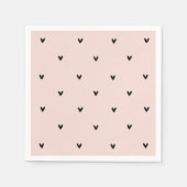 Modernes, pastellrosa und schwarzes Herzmuster Serviette (Vorderseite)