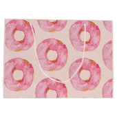 Modernes, pastellrosa Wasserfarben-Donuts-Muster Große Geschenktüte (Rückseite)