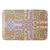Modernes Patchwork Daisy Blume auf Periwinkle Badematte (Vorderseite)