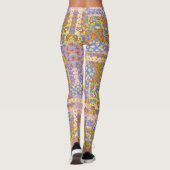 Modernes Patchwork Daisy Blume auf Periwinkle Leggings (Rückseite)