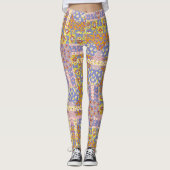 Modernes Patchwork Daisy Blume auf Periwinkle Leggings (Vorderseite)