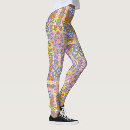Modernes Patchwork Daisy Blume auf Periwinkle Leggings