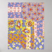 Modernes Patchwork Daisy Blume auf Periwinkle Poster (Vorne)