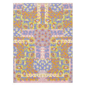 Modernes Patchwork Daisy Blume auf Periwinkle Tischdecke (Vorderseite)