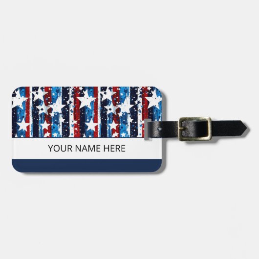 Modernes Patriotic USA Flag Gepäckanhänger (Vorderseite horizontal)