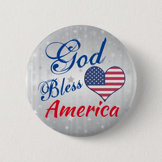Modernes Patriotisches Herz Gott segne Amerika USA Button (Vorderseite)