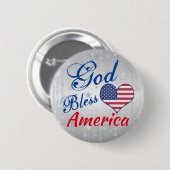 Modernes Patriotisches Herz Gott segne Amerika USA Button (Vorne & Hinten)
