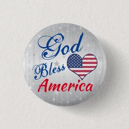 Modernes Patriotisches Herz Gott segne Amerika USA Button