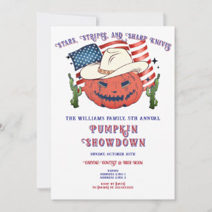 Modernes Patriotisches Pumpkin-Showdown Halloween Einladung
