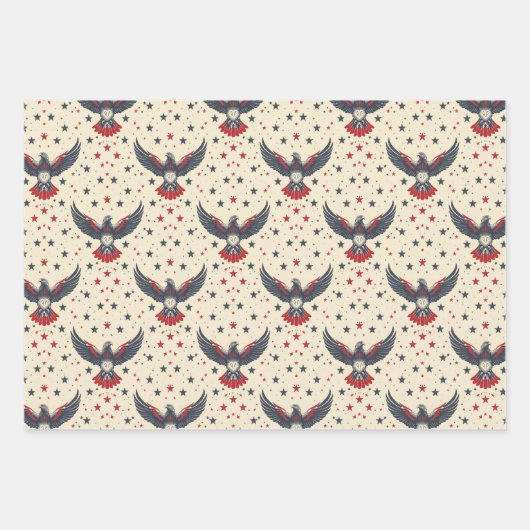 Modernes Patriotisches Rotes Weißes Blau Rustikale Geschenkpapier Set (Vorderseite 3)