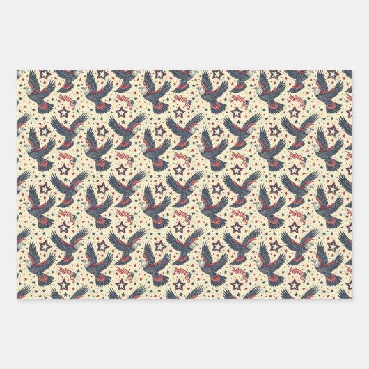 Modernes Patriotisches Rotes Weißes Blau Rustikale Geschenkpapier Set (Vorderseite 2)