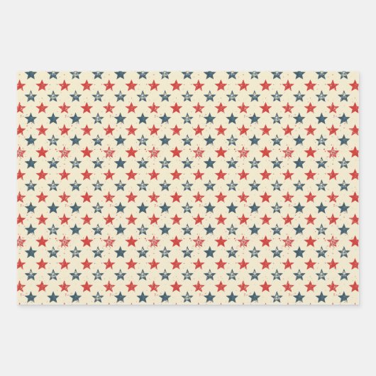Modernes Patriotisches Rotes Weißes Blau Rustikale Geschenkpapier Set (Vorderseite)