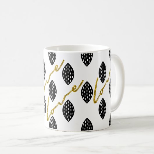 Modernes Pattern Gold-Liebe Kaffeetasse (VorderseiteRechts)