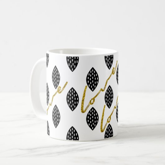 Modernes Pattern Gold-Liebe Kaffeetasse (Vorderseite Links)