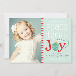 Modernes Peace Liebe & Joy Christmas Foto Feiertagskarte