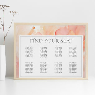 Modernes Peach Blume Hochzeitsdiagramm Poster