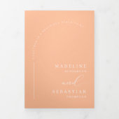 Modernes Peach Boho Arch Foto QR Code Hochzeit Dreifach Gefaltete Einladung (Cover)