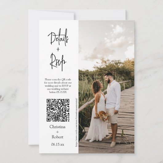 Modernes Peach Boho Wedding Foto QR Code UAWG Einladung (Rückseite)