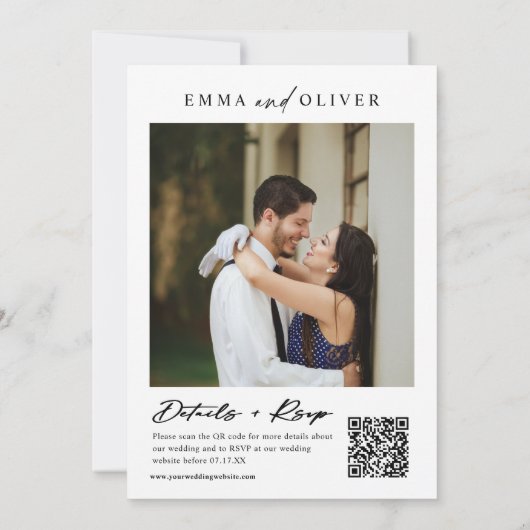 Modernes Peach Boho Wedding Foto QR Code UAWG Einladung (Rückseite)