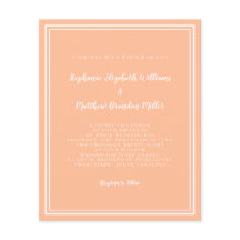 Modernes Peach Budget Einladungen für Hochzeitsfei