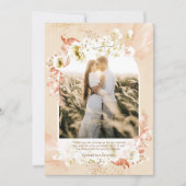 Modernes Peach Coral Floral FOTO DANKE (Vorderseite)