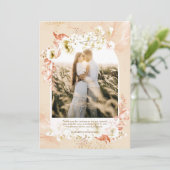 Modernes Peach Coral Floral FOTO DANKE (Stehend Vorderseite)