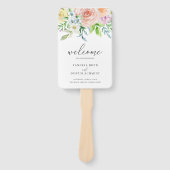 Modernes peach floral Elegantes Hochzeitsprogramm Fächer (Vorderseite)