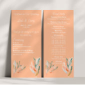 Modernes Peach Floral Hochzeitsprogramm Programm