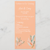 Modernes Peach Floral Hochzeitsprogramm Programm (Vorderseite)