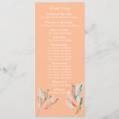 Modernes Peach Floral Hochzeitsprogramm Programm (Rückseite)