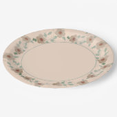 Modernes Peach Floral Stilvoll Pappteller (Schrägansicht)