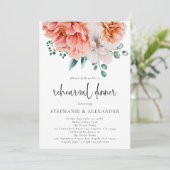 Modernes Peach Florals Script Probe Dinner Einladung (Stehend Vorderseite)