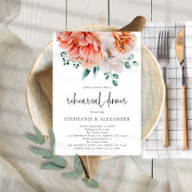 Modernes Peach Florals Script Probe Dinner
