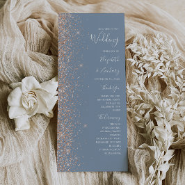 Modernes Peach Glitzer Dusty Blue Wedding Program