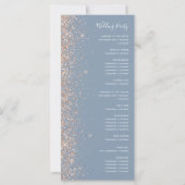 Modernes Peach Glitzer Dusty Blue Wedding Program (Rückseite)