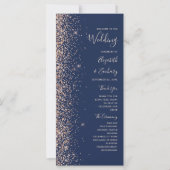 Modernes Peach Glitzer Navy Blue Hochzeitsprogramm (Vorderseite)
